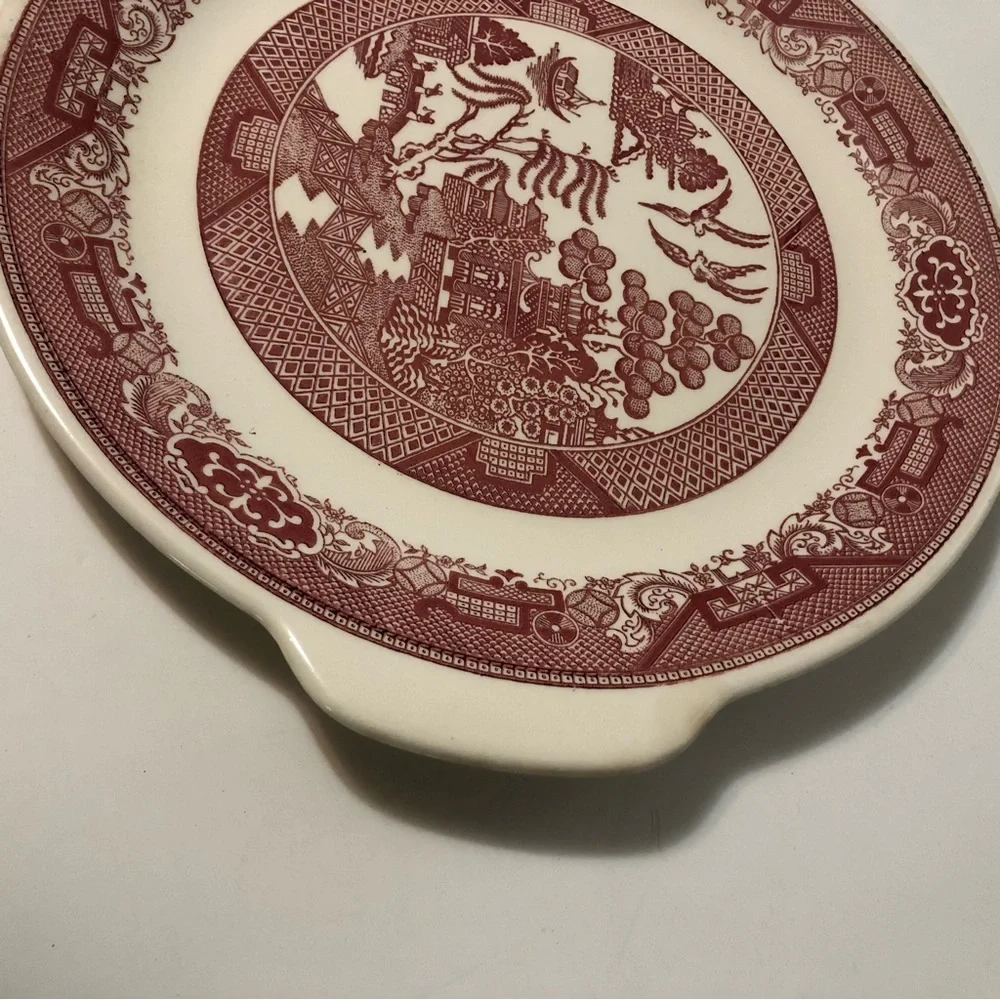 Vintage Pink Willow Royal China Willow Ware Red Ceramic Serving Platter 1953